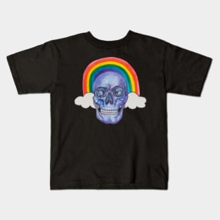 Halloween skull with rainbow Kids T-Shirt